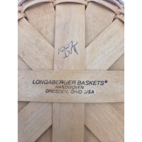 Longaberger Round Basket Leather Handles Medium 10” Diameter 2001 Handwoven - Picture 4 of 6